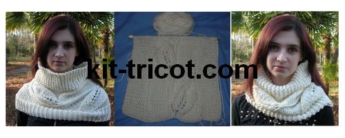 snood tricot au point feuille