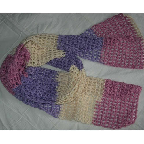 Fiche crochet écharpe filet crazy colors
